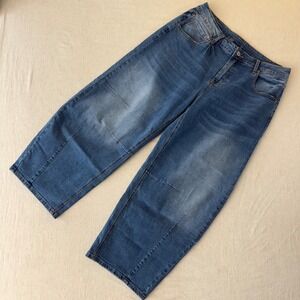 Sidefeel Womens Wide Leg Jeans Medium Wash High Rise Stretchy Size 14